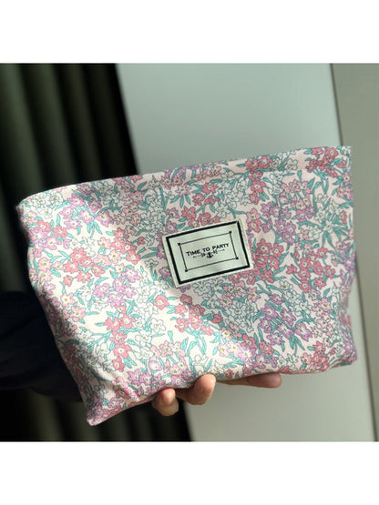 Cosbai - Soft Pink Floral Everyday Cosmetic Pouch