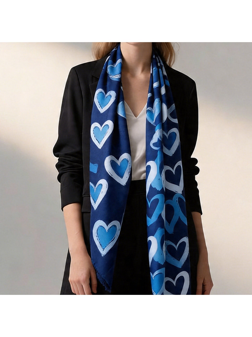 Scarvii - Abstract Watercolor Heart Print Scarf