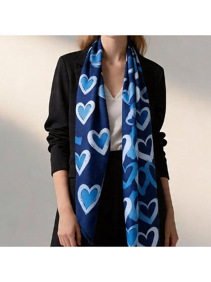 Scarvii - Abstract Watercolor Heart Print Scarf