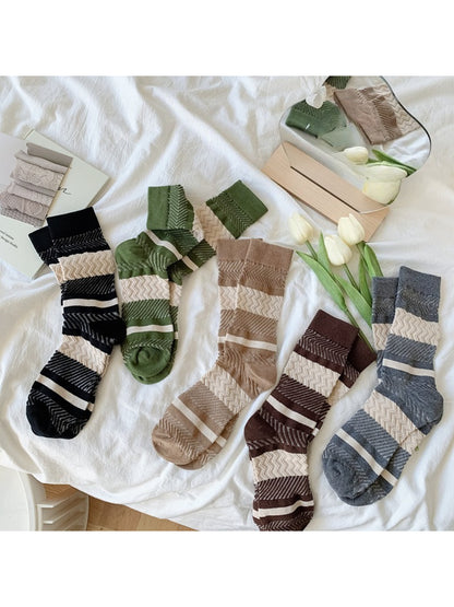Rufia - Textured Zigzag Stripe Crew Socks