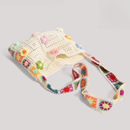 Cosbai - Floral Crochet Shoulder Bag - Summer Chic