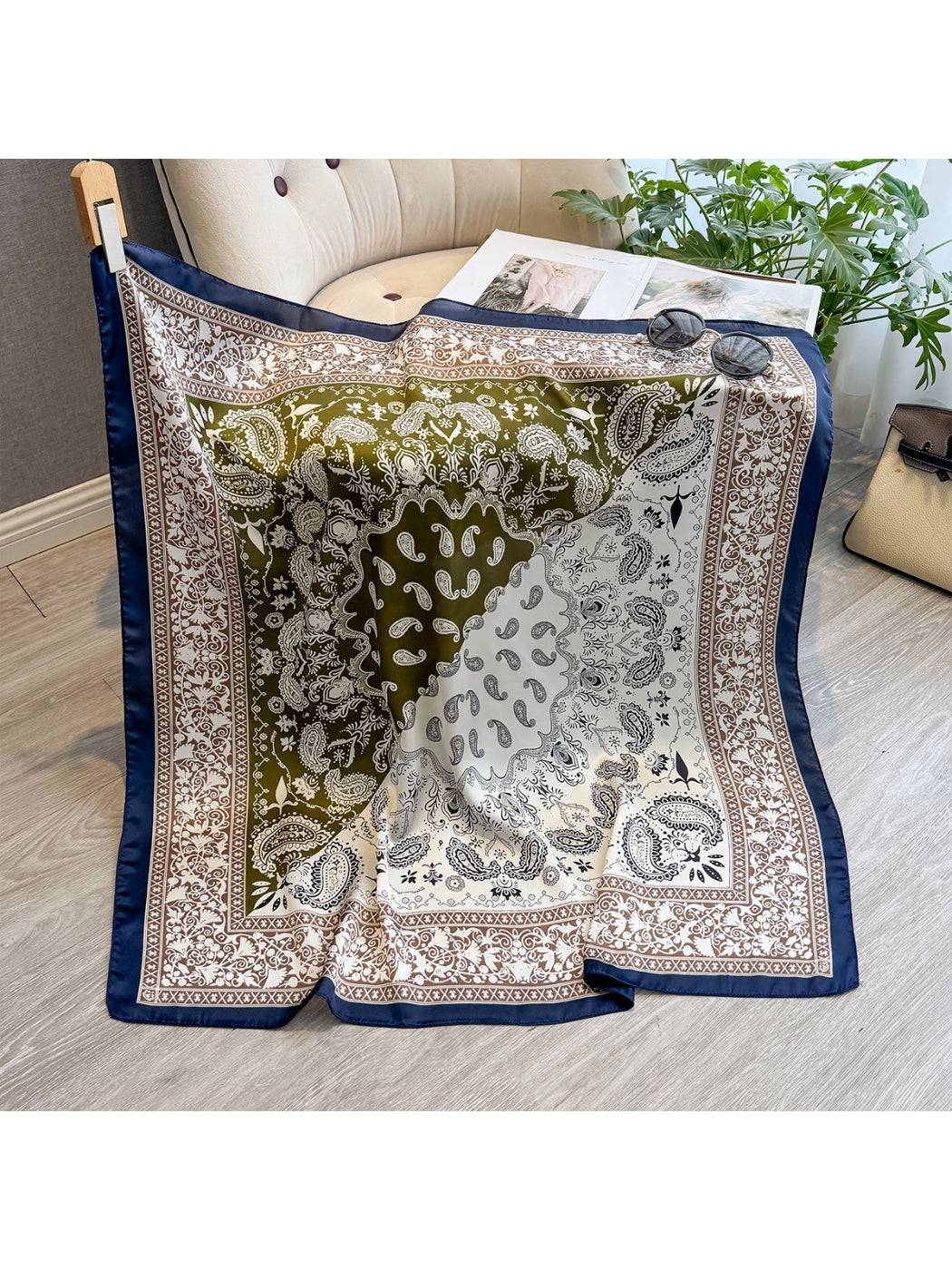 Scarvii - Paisley Panel Border Square Scarf