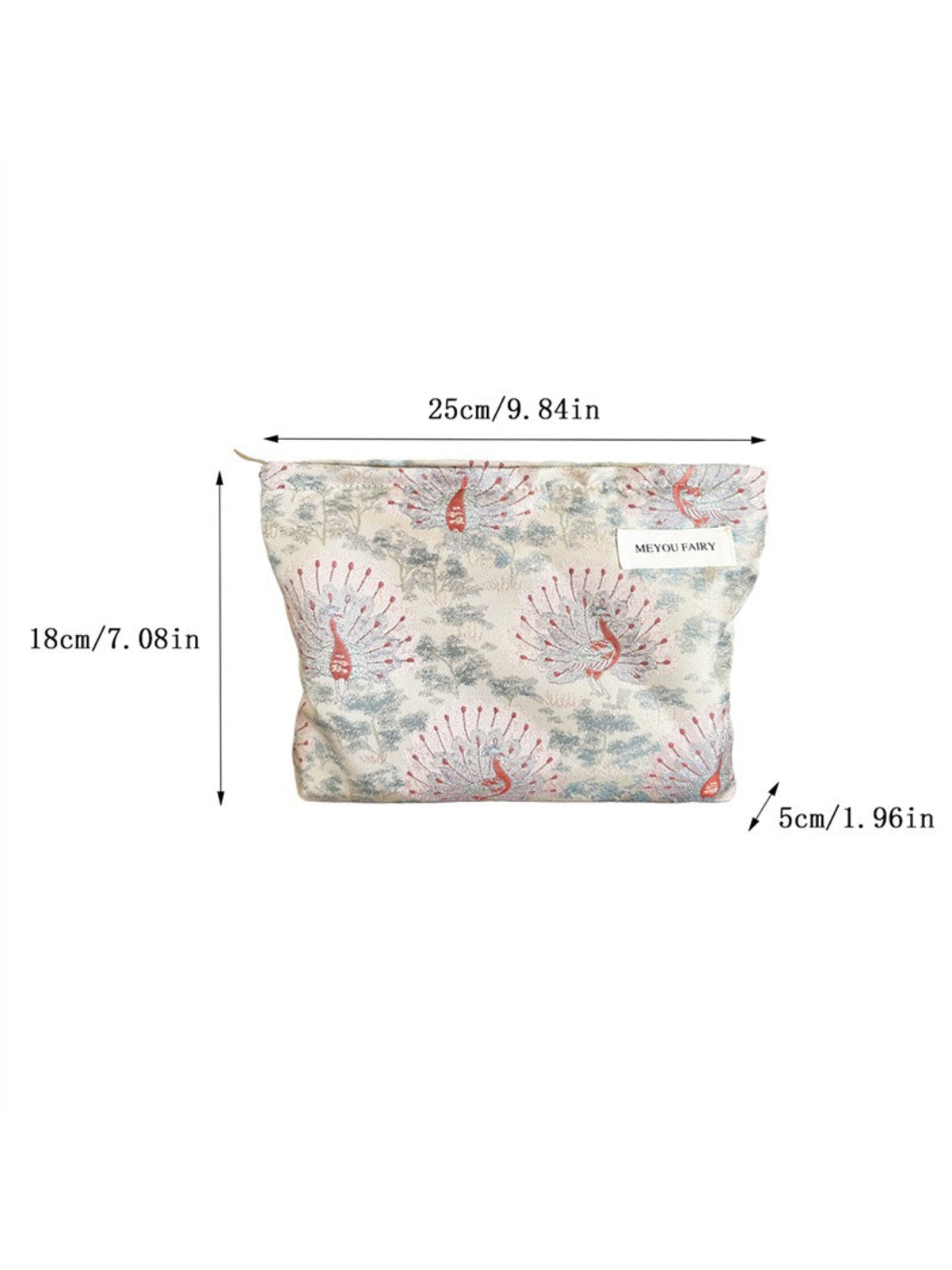 Side view of Cosbai Classic Peacock Travel Pouch highlighting slim profile