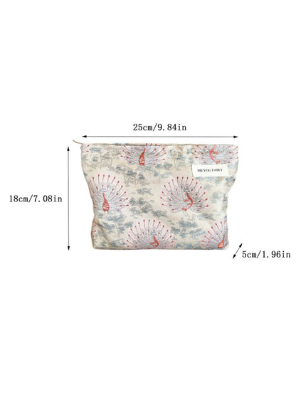 Side view of Cosbai Classic Peacock Travel Pouch highlighting slim profile