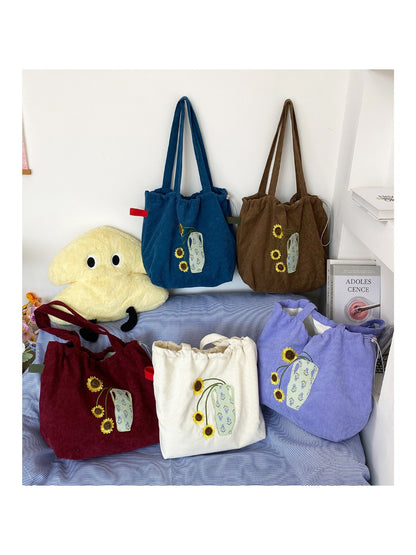 Cosbai - Sunflower Drawstring Tote Bag
