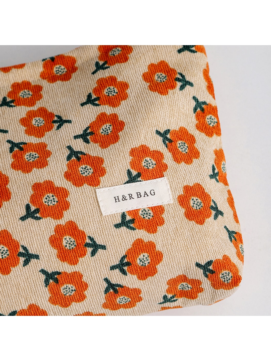 Cosbai - Vintage Floral Print Handheld Makeup Bag