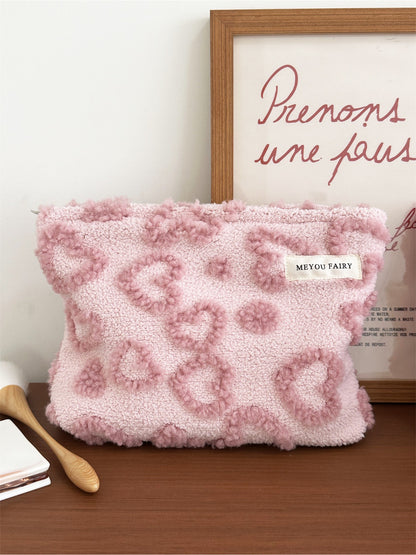 Cosbai - Plush Heart Pattern Pouch