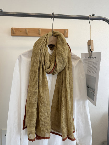 Scarvii - Crinkle Contrast Edge Long Scarf