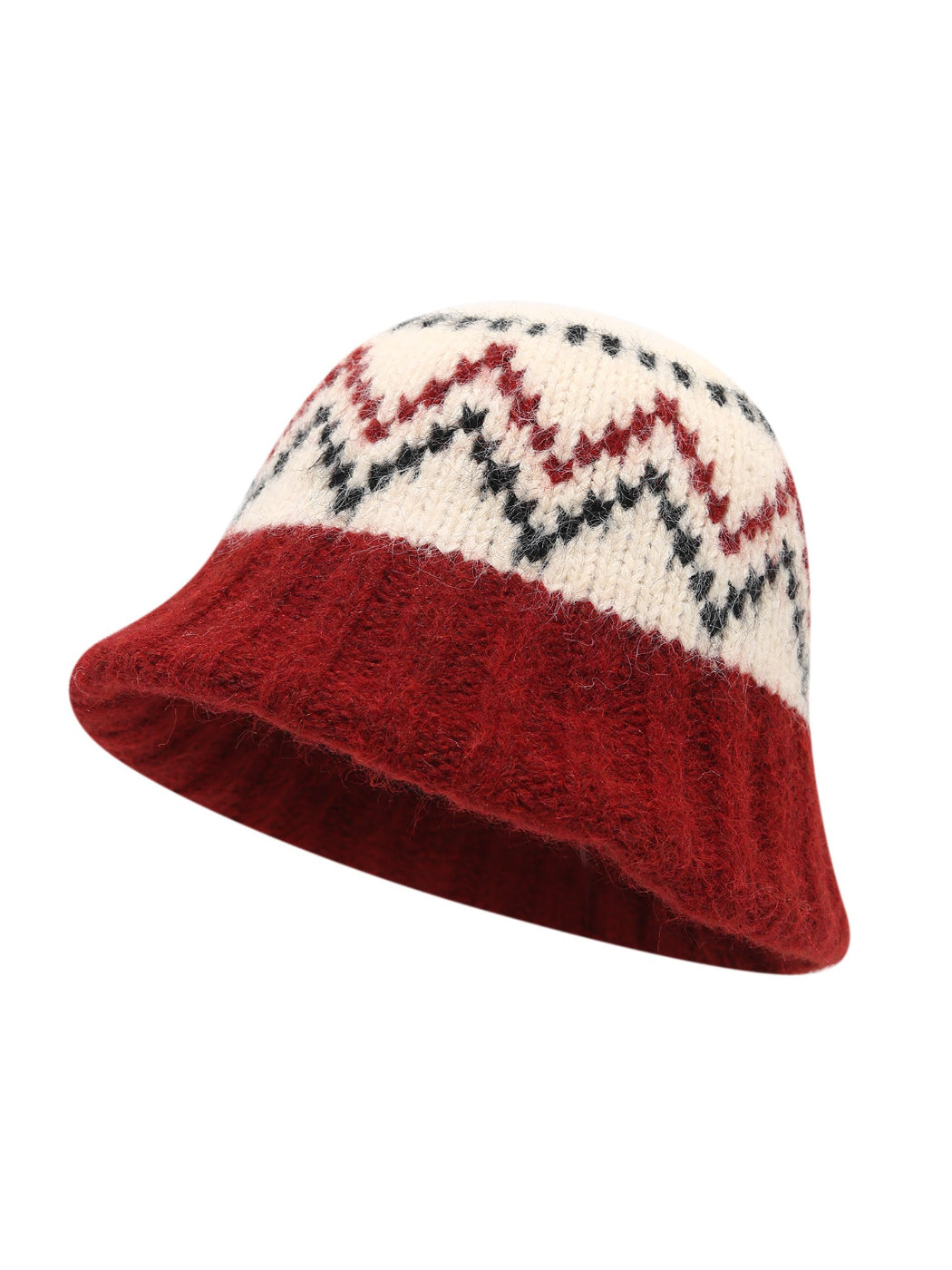 Haila - Chevron Pattern Knit Bucket Hat