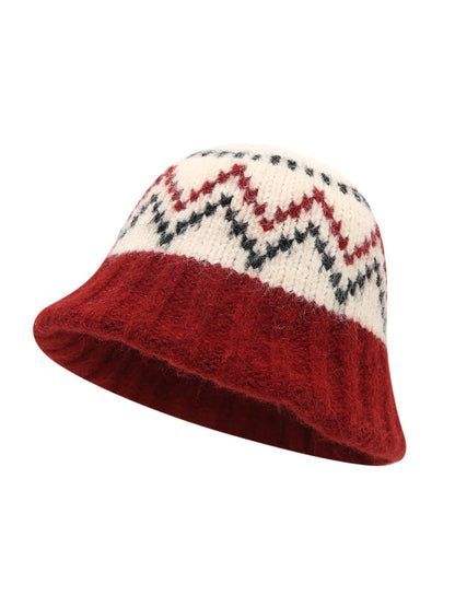 Haila - Chevron Pattern Knit Bucket Hat
