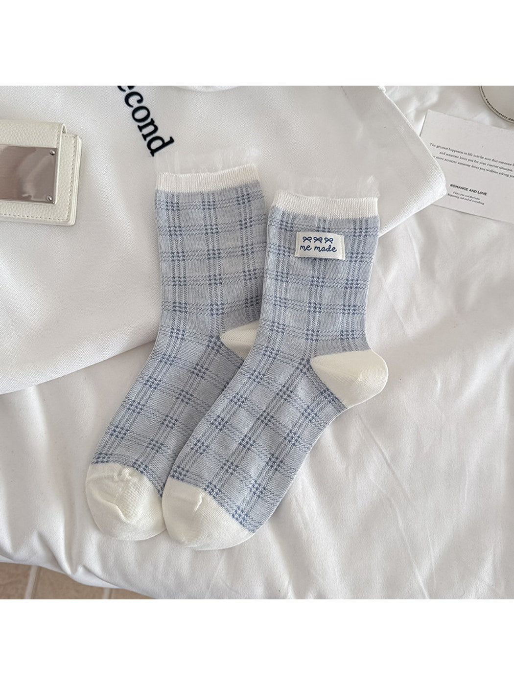 Rufia - Simple Pattern Openwork Crew Socks