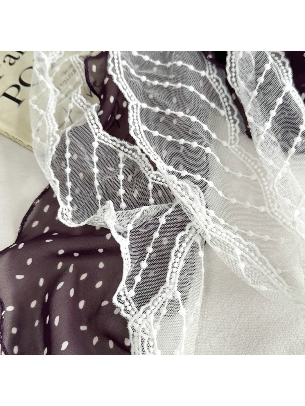 Scarvii - Fresh Polka Dot Lace Double Layer Scarf