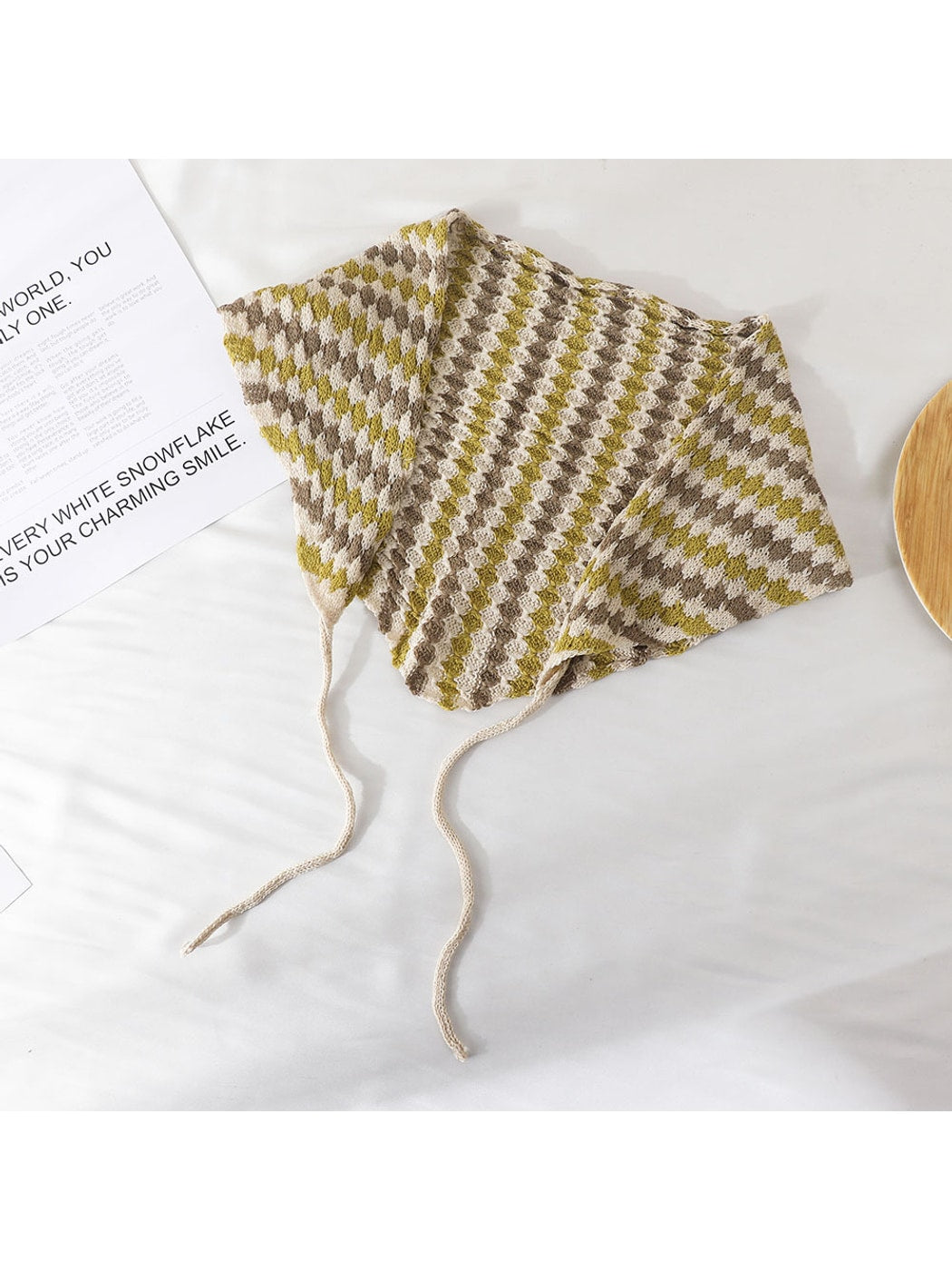 Scarvii - Contrast Stripe Knit Triangle Bandana
