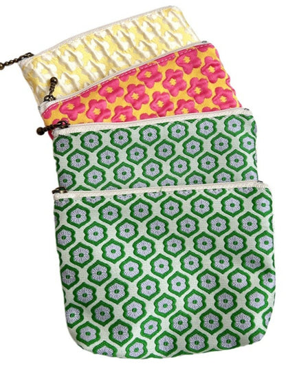 Cosbai - Floral Print Pouch Bag with Zipper - Practical & Lovely