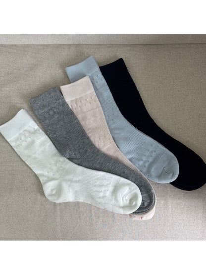Rufia - Floral and Stripes Embossing Crew Socks