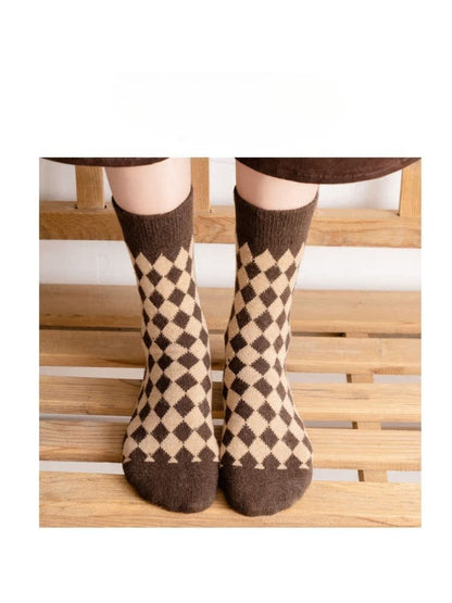 Rufia - Retro Argyle Warm Crew Socks
