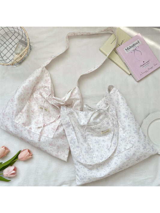 Cosbai dainty floral bow shoulder bag in soft pastel colors with strap