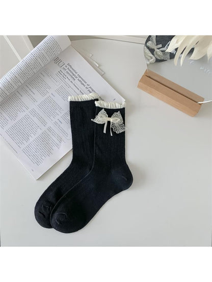Rufia - Sweet Style Openwork Bow Detail Crew Socks