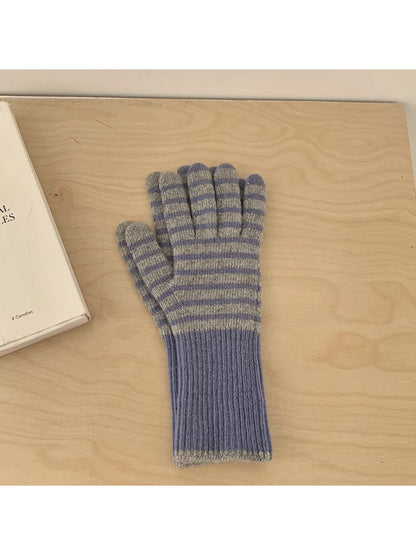 Gloving - Striped Long Ribbed Cuff Gloves
