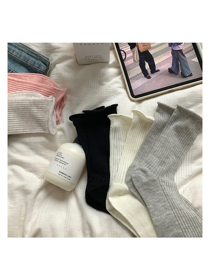 Rufia - Classic Ribbed Texture Crew Socks