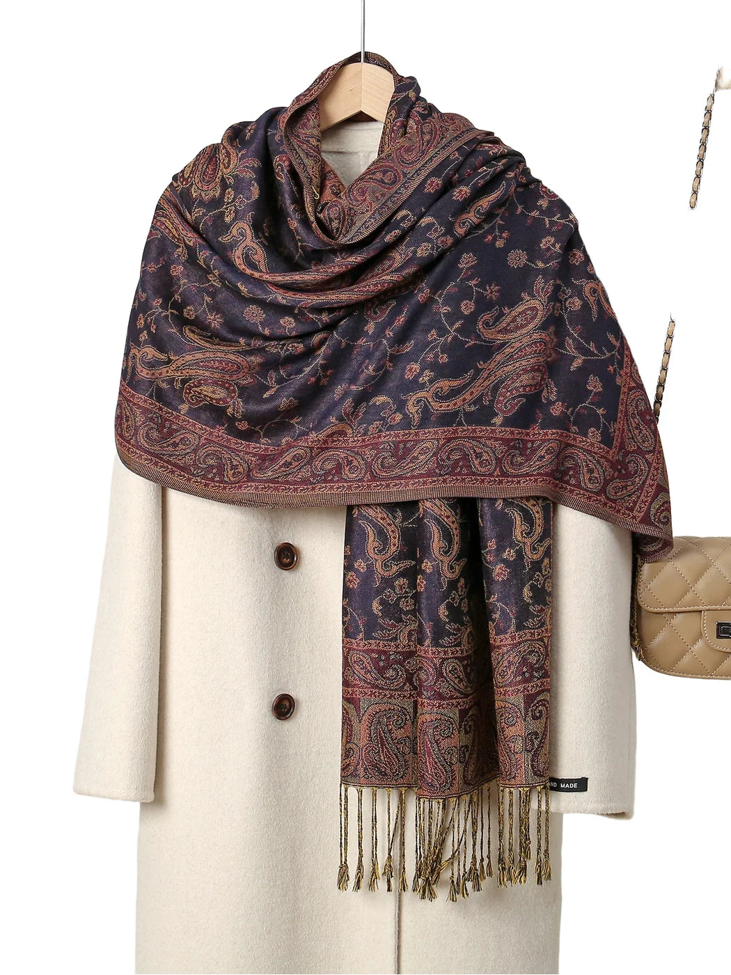 Scarvii - Paisley Floral-Vine Fringe Scarf