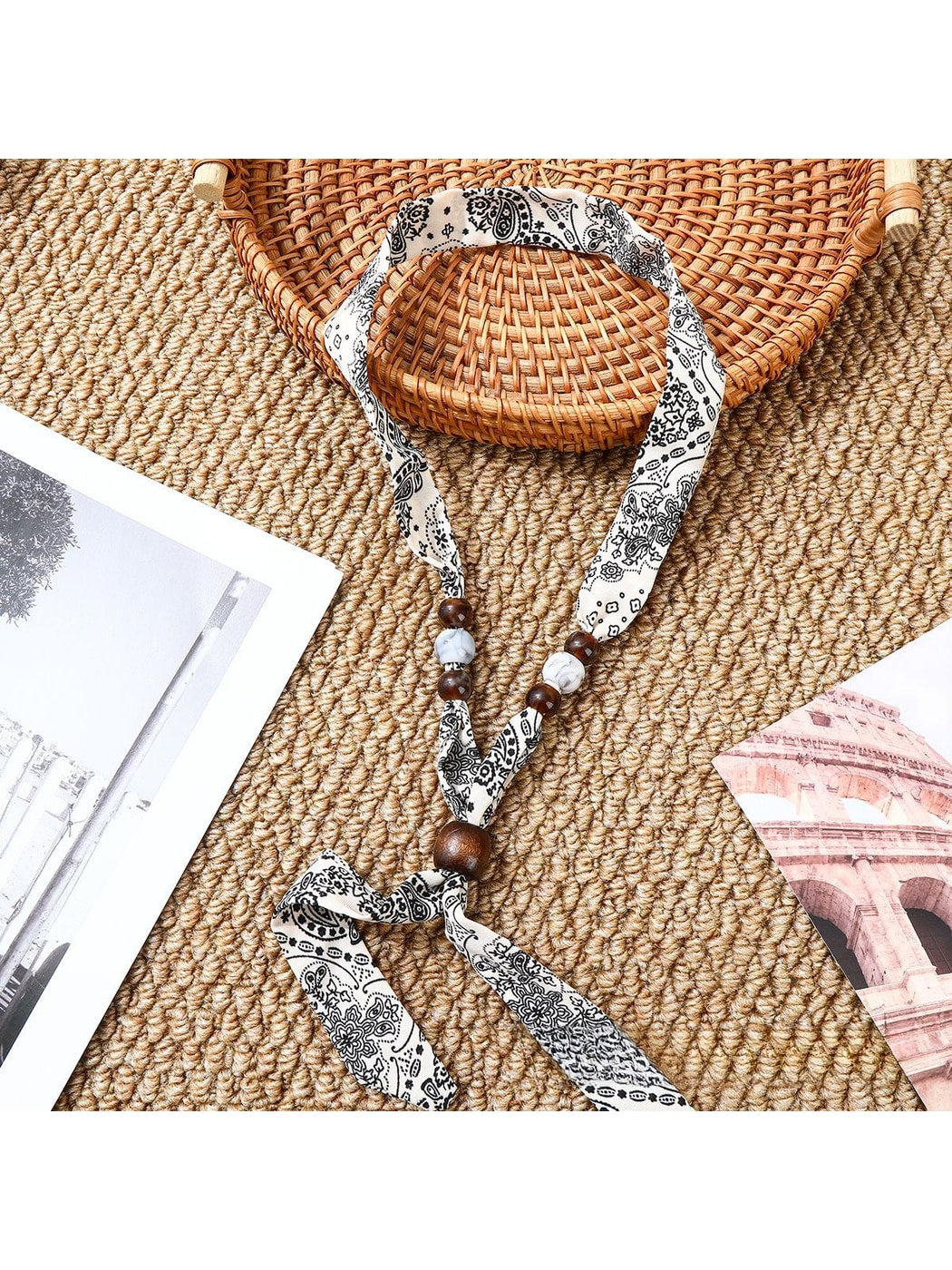 Scarvii - Retro Paisley Beaded Narrow Scarf