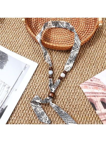 Scarvii - Retro Paisley Beaded Narrow Scarf