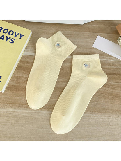 Rufia - Playful Dog Embroidery Women's No-Show Socks