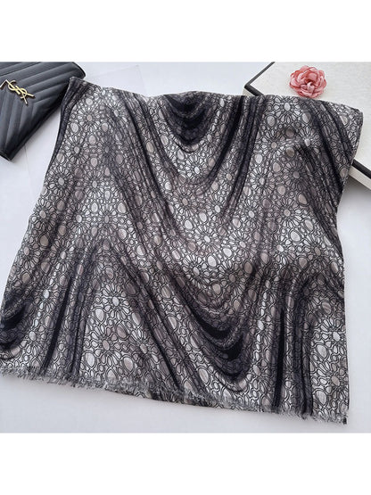 Scarvii - Geometric Gradient Pattern Long Scarf