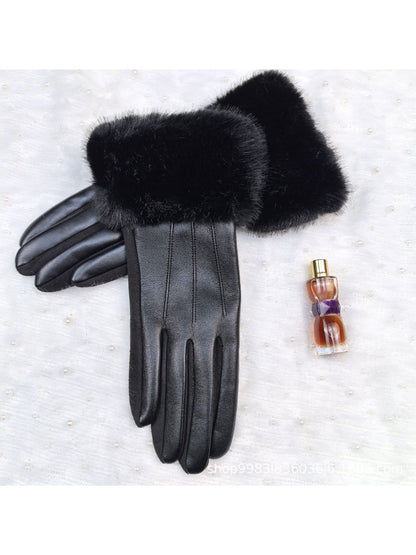 Gloving - Faux Fur Cuff Full Finger Winter Gloves