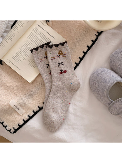 Rufia - Cute Cat Pattern Cozy Crew Socks
