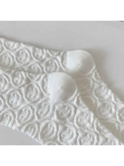 Rufia - Women's Solid Winter Socks with Embossed Smile