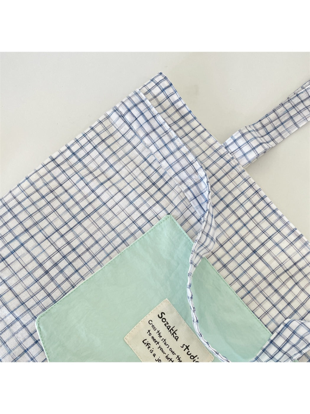 Cosbai - Patchwork Plaid Tote Bag & Shoulder Bag