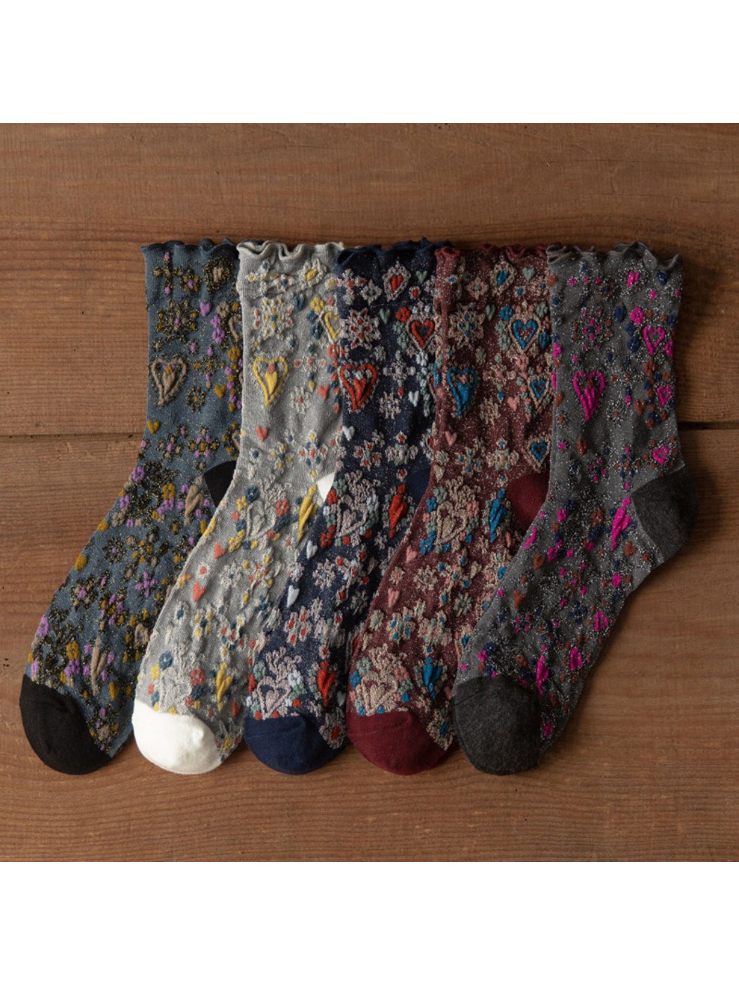 Rufia - Sweetheart Embroidered Crew Socks