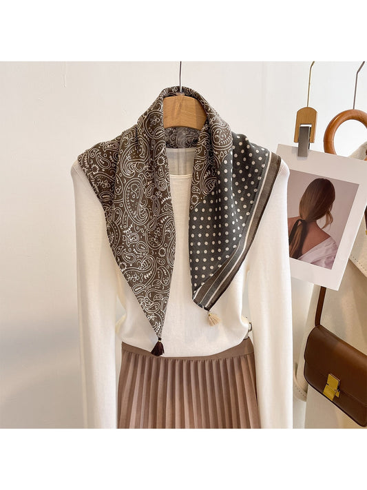 Scarvii - Paisley and Polka Spliced Print Square Scarf