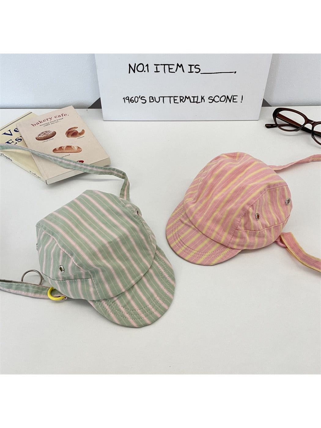 Cosbai – Retro Stripe Hat-Shaped Crossbody Bag