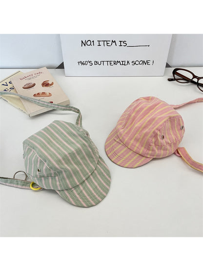Cosbai – Retro Stripe Hat-Shaped Crossbody Bag