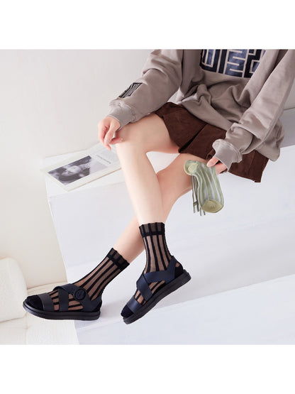 Rufia Sheer Stripe Panel Crew Socks product image 2