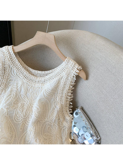 Crosa - Vintage Style Hollow Out Vest Top