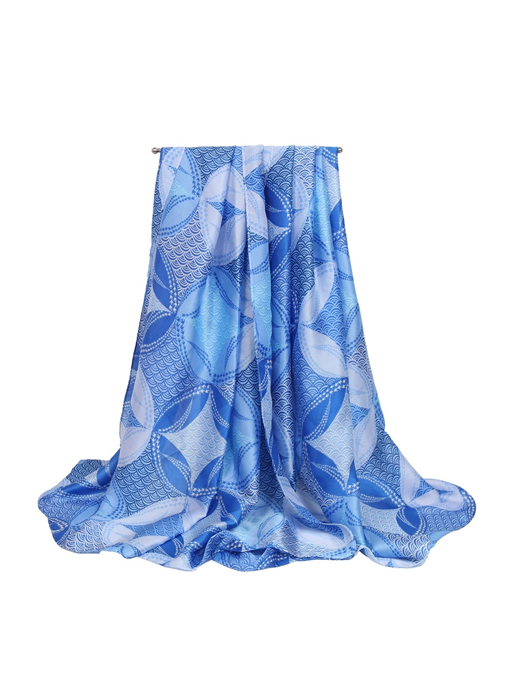 Scarvii - Four-leaf Geometric Print Long Scarf