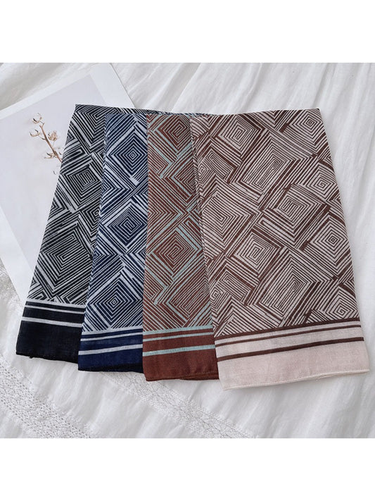 Scarvii - Geometric Print Lightweight Square Scarf