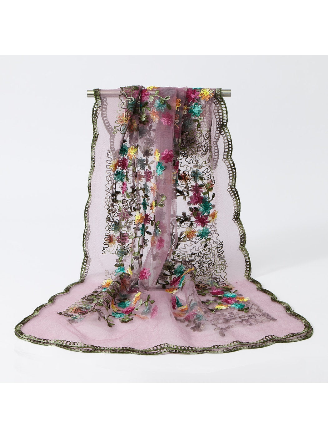 Scarvii - Lace Embroidered Floral Scarf