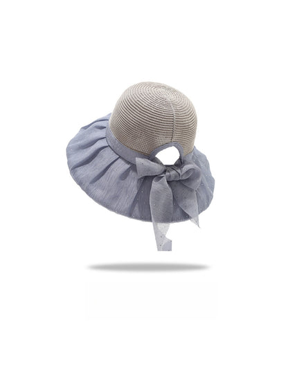Haila - Ribbon Bow Decorate Wide Brim Bucket Hat