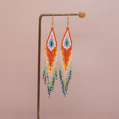 Earwish - Beaded Flag Tassel Earrings - Colorful & Boho