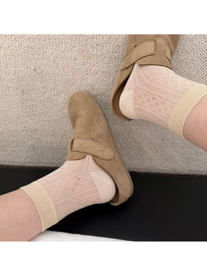 Rufia - Elegant Sheer Mesh Detail Crew Socks