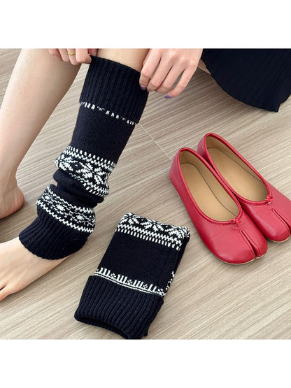 Cozyra - Retro Pattern Knit Leg Warmers