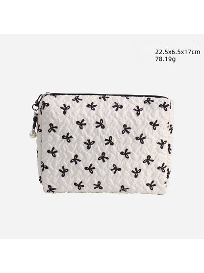 Cosbai - Bow Detail Bucket and Pouch Storage Bag