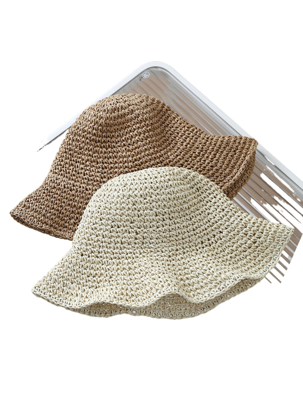 Side view of Haila classic crochet bucket hat showing detailed crochet pattern