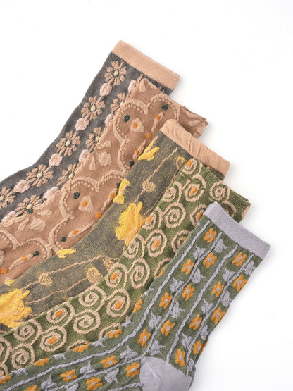 Rufia - Floral Knit Socks - Vintage & Stretchy