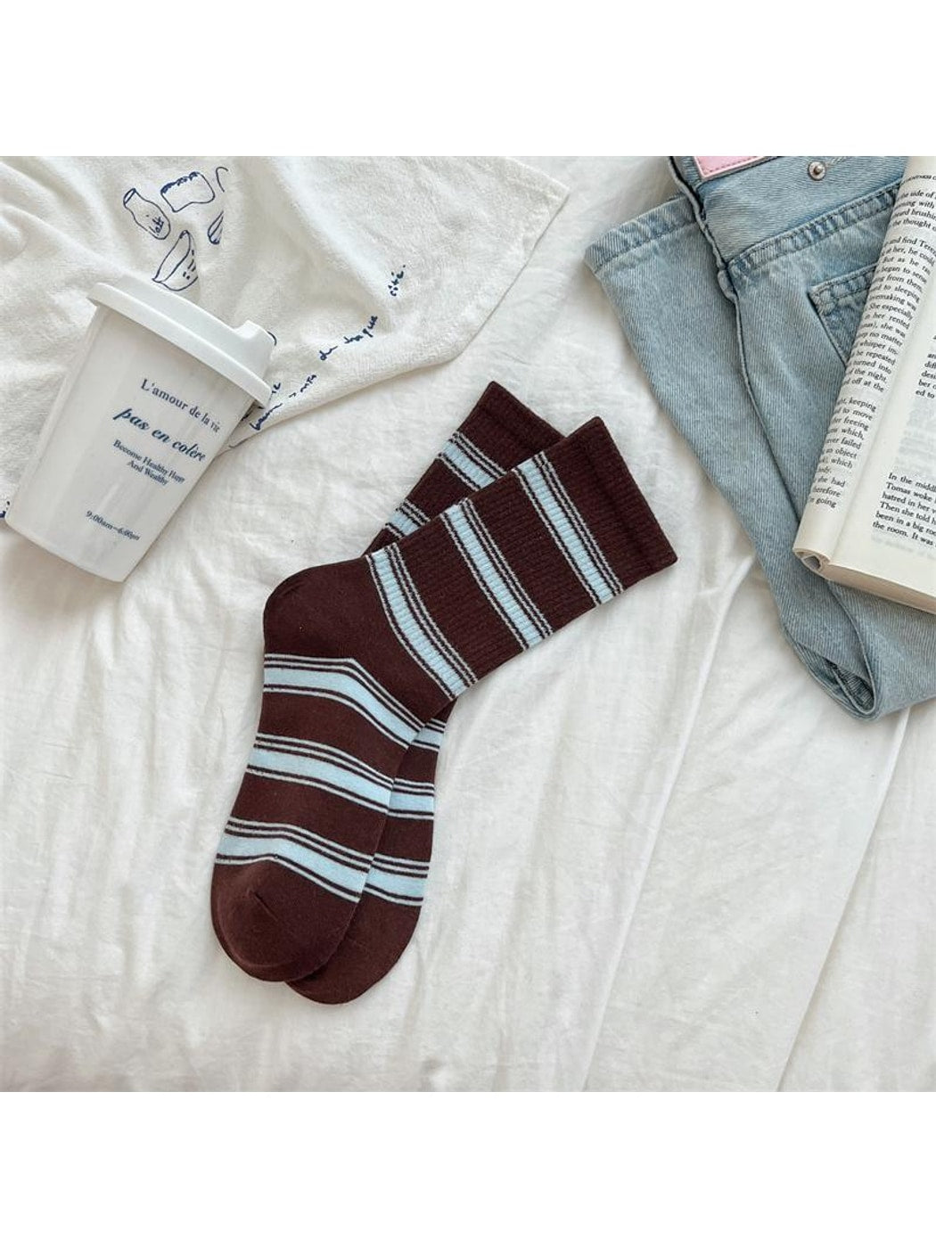Rufia - Retro Muted Ribbed Crew Socks